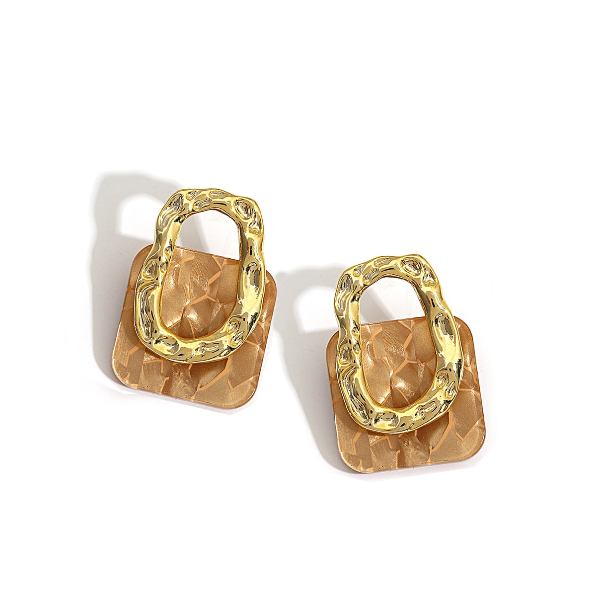 Acrylic Resin Geometric Square Hanging Stud  Earrings New Fashion Hollow Metal Trendy Earrings Jewelry Gift