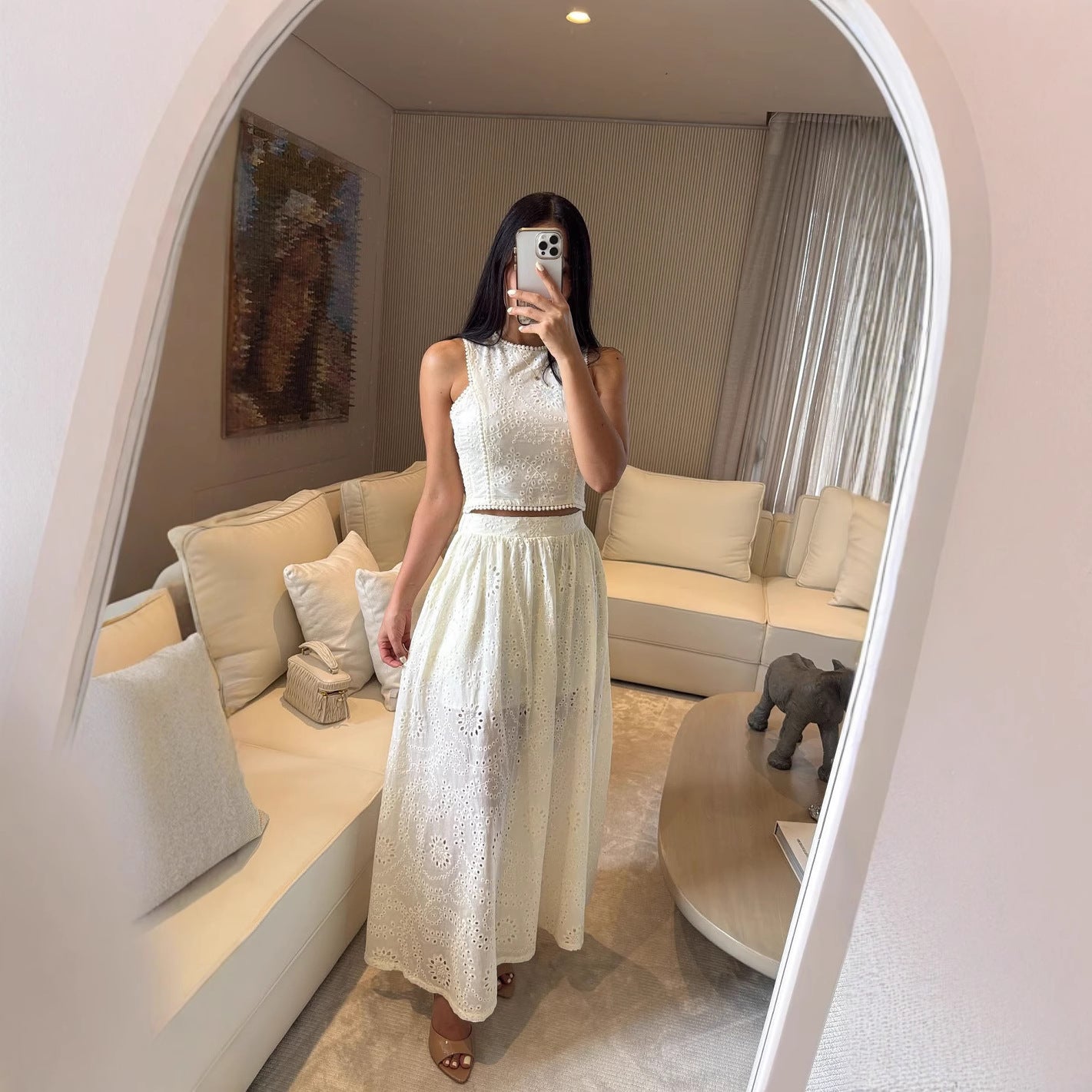 Vest lace skirt set