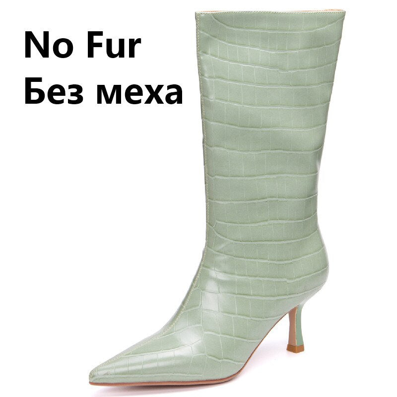 Pointed Toe Thin High Heels Women Mid-Calf Boots Autumn Winter Fashion Party Casual Shoes Autumn Winter Brand New