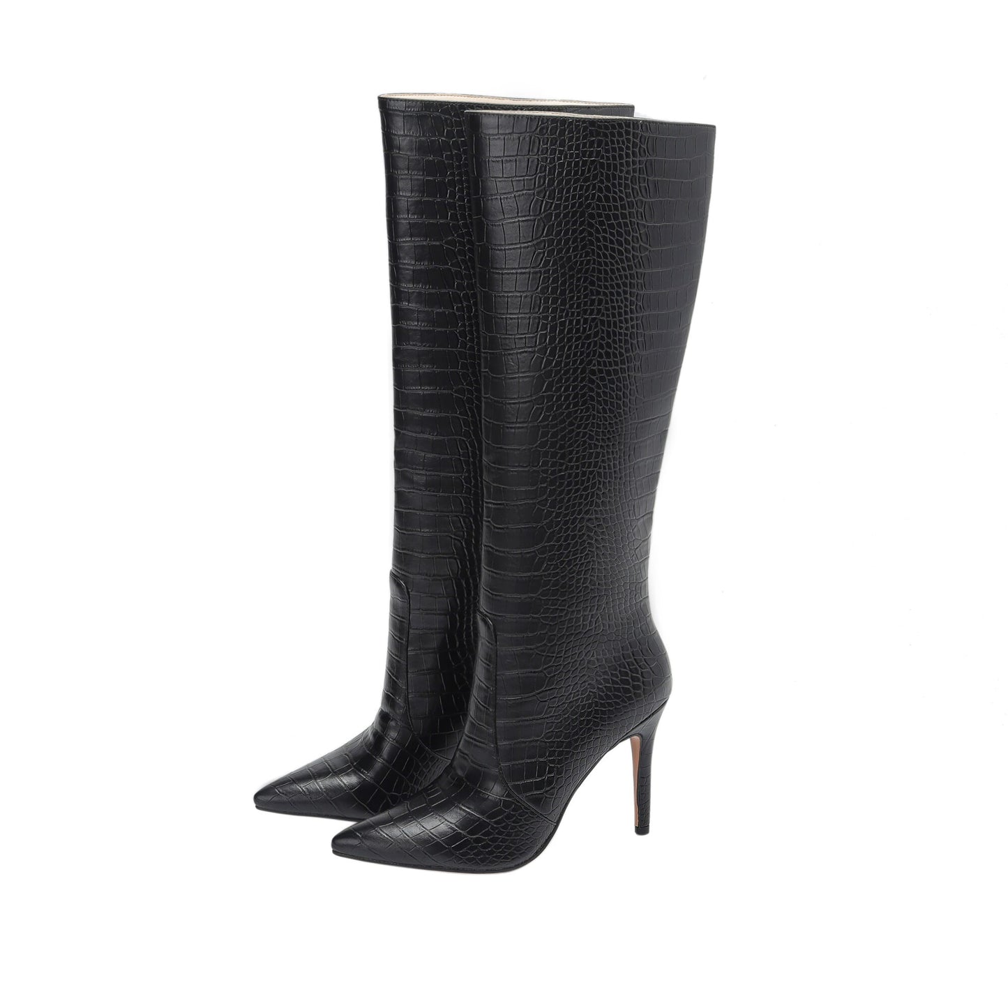 New Womens Pointed Toe Crocodile Pattern Knee Thigh Boots Stilettos High Heel Shoes Plus Size 9 Colors
