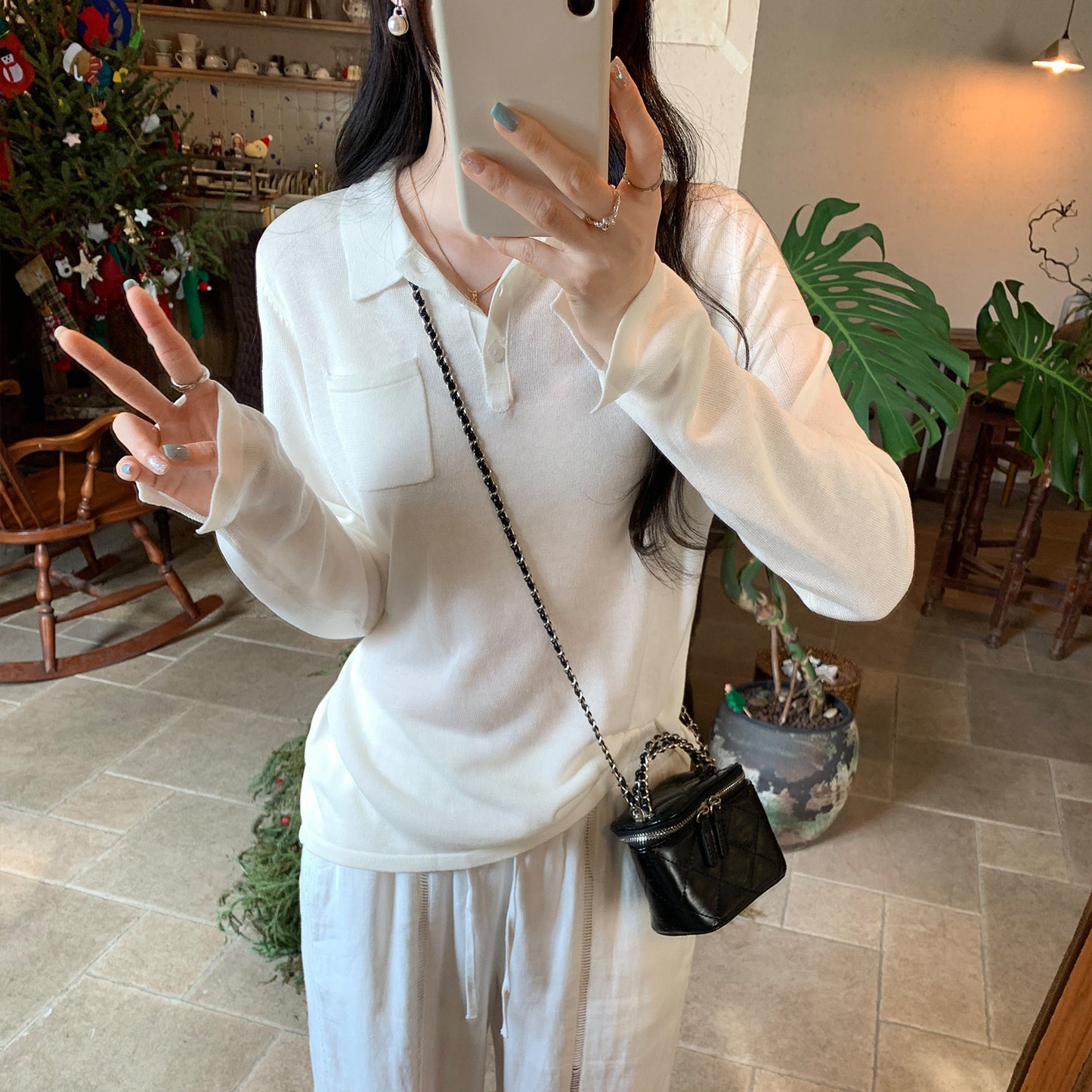 Chic Slim-Fitting Long Sleeve Knit Sweater Top for Women