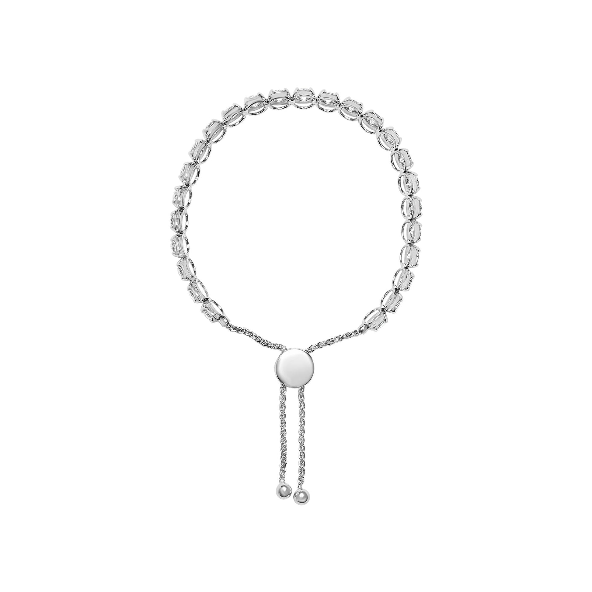 14K White Gold 6.00 Cttw Diamond 4”-10” Adjustable Bolo Tennis Bracelet (I-J Color, I1-I2 Clarity)-3