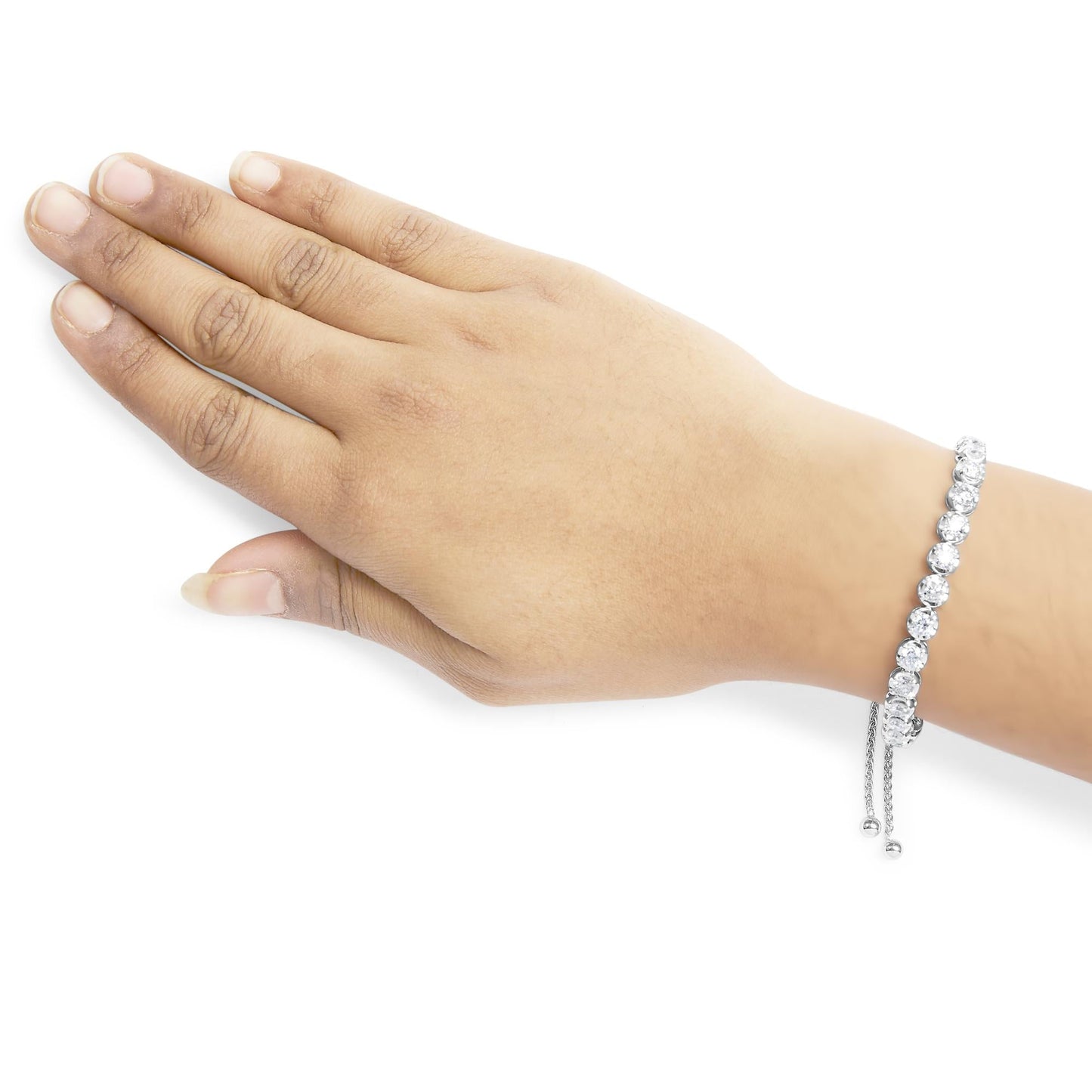 14K White Gold 6.00 Cttw Diamond 4”-10” Adjustable Bolo Tennis Bracelet (I-J Color, I1-I2 Clarity)-2