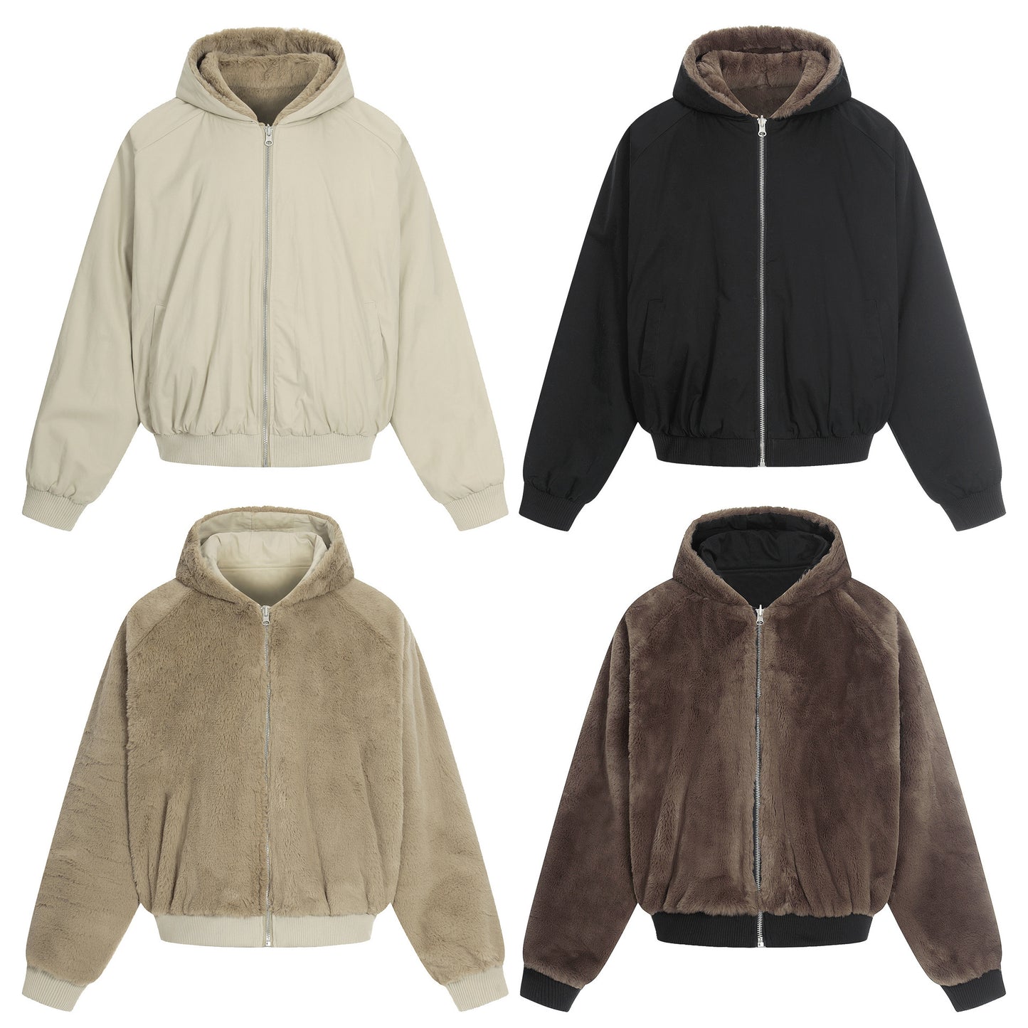 Wear a flannel hooded jacket on both sides