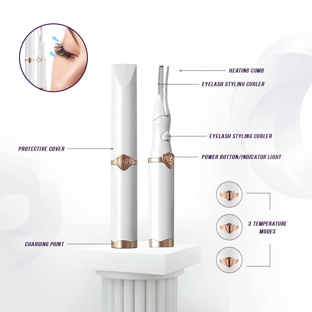 The Effortless Beauty Kit -Facial Hair Remover, Eyebrow Trimmer & Heated Eyelash Curler Set