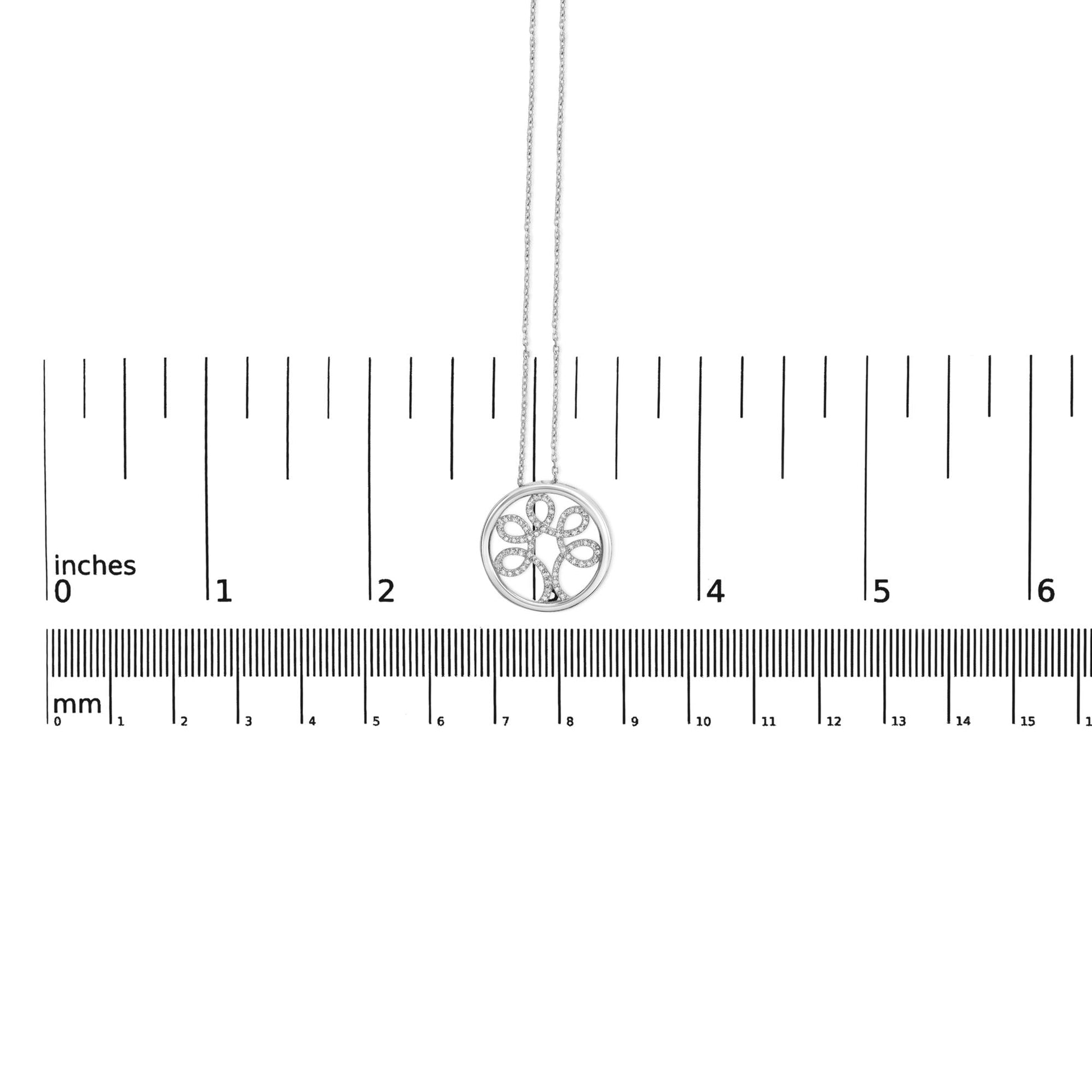 .925 Sterling Silver 1/10 Cttw Diamond Tree of Life Pendant Necklace (I-J Color, I3 Clarity)-4