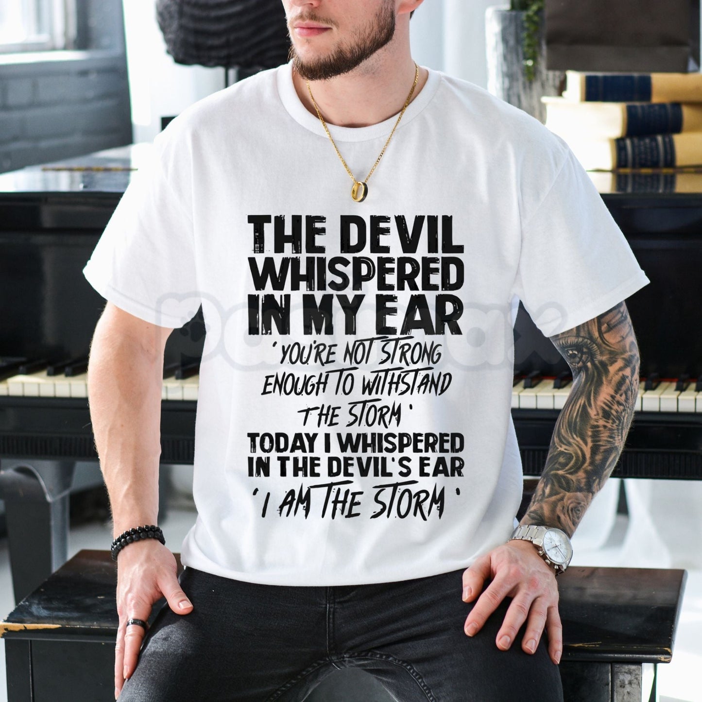 "The Devil Whispered In My Ear" Statement T-Shirt - Motivational Warrior Graphic Tee, Bold Inspirational Resilience Shirt, Premium Heavyweight Unisex Streetwear, Badass Stoic Wisdom Top, Warrior Spirit Gym & Lifestyle Apparel