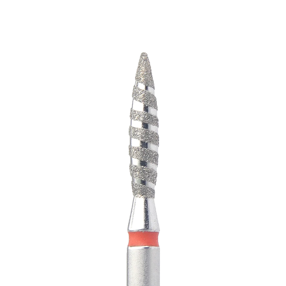 KMIZ - Diamond Nail Drill Bit Red Striped Flame 2.1-10F (#154)-0