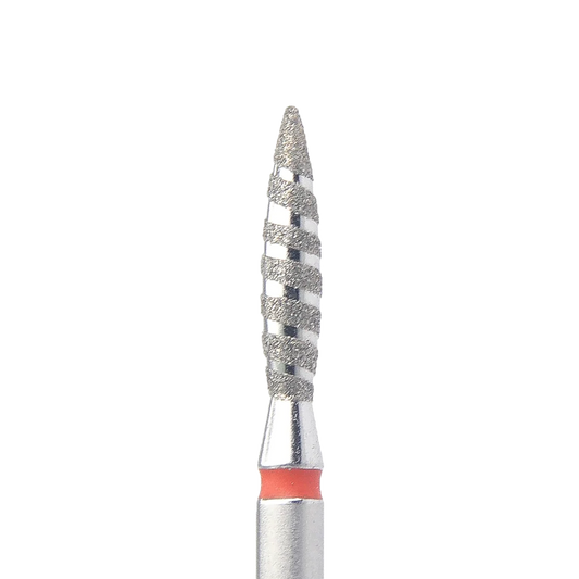 KMIZ - Diamond Nail Drill Bit Red Striped Flame 2.1-10F (#154)-0
