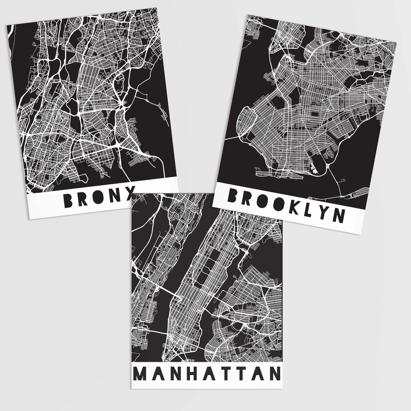 New York City Boroughs Wall Prints, Set of 6