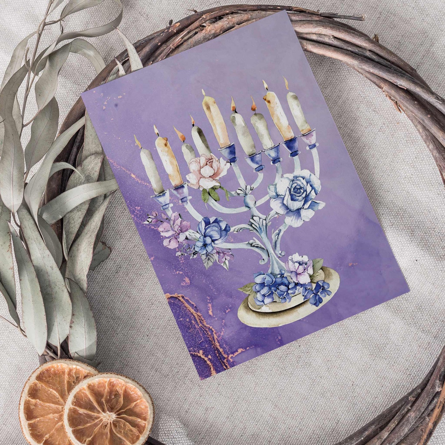 Hanukkah Menorah Greeting Cards, Set of 24