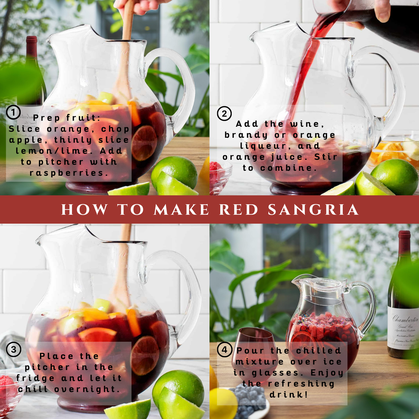 Sangria Drink Mix & Acrylic Beverage Pitcher with Lid | 72 oz | Homemade Make-Your-Own Sangria - Dried Fruit, Sangria Mixing Powder & Plastic Water Pitchers, Clear Tritan - Dishwasher Safe BPA-Free-2