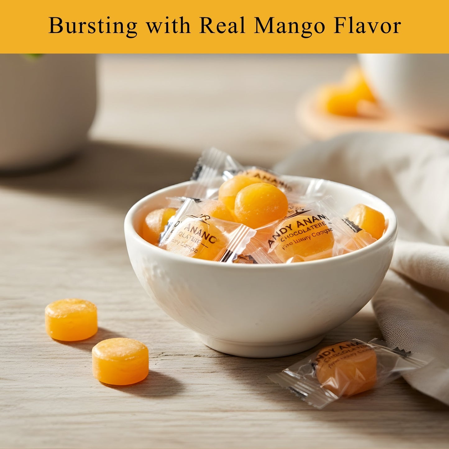 Andy Anand Sugar-Free Mango Hard Candy, 7 oz – European Imported, Stevia Sweetened, Keto & Diabetic-Friendly Gourmet Snack Gift Box