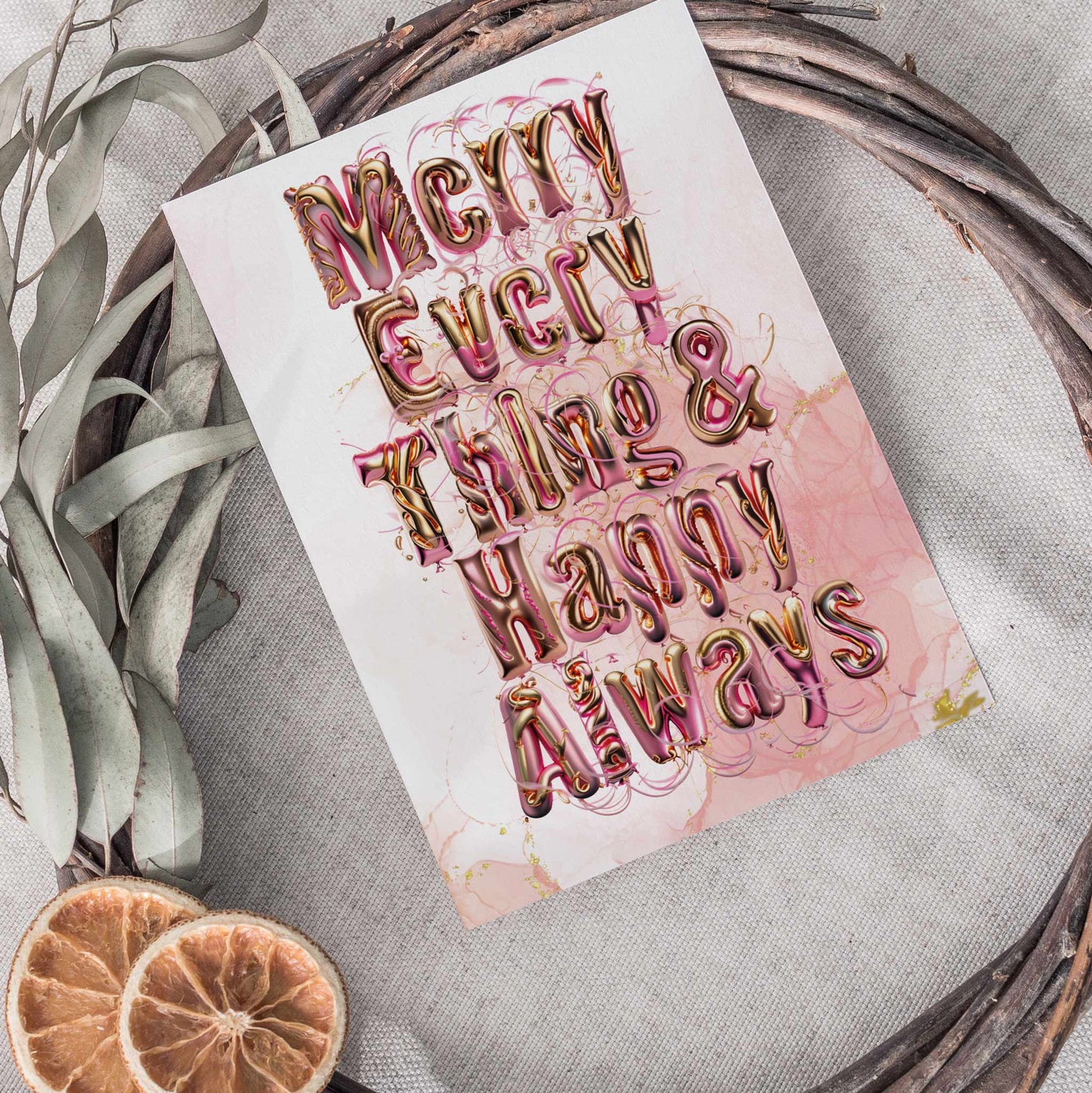 Merry Everything & Happy Always Greeting Cards, Set of 24