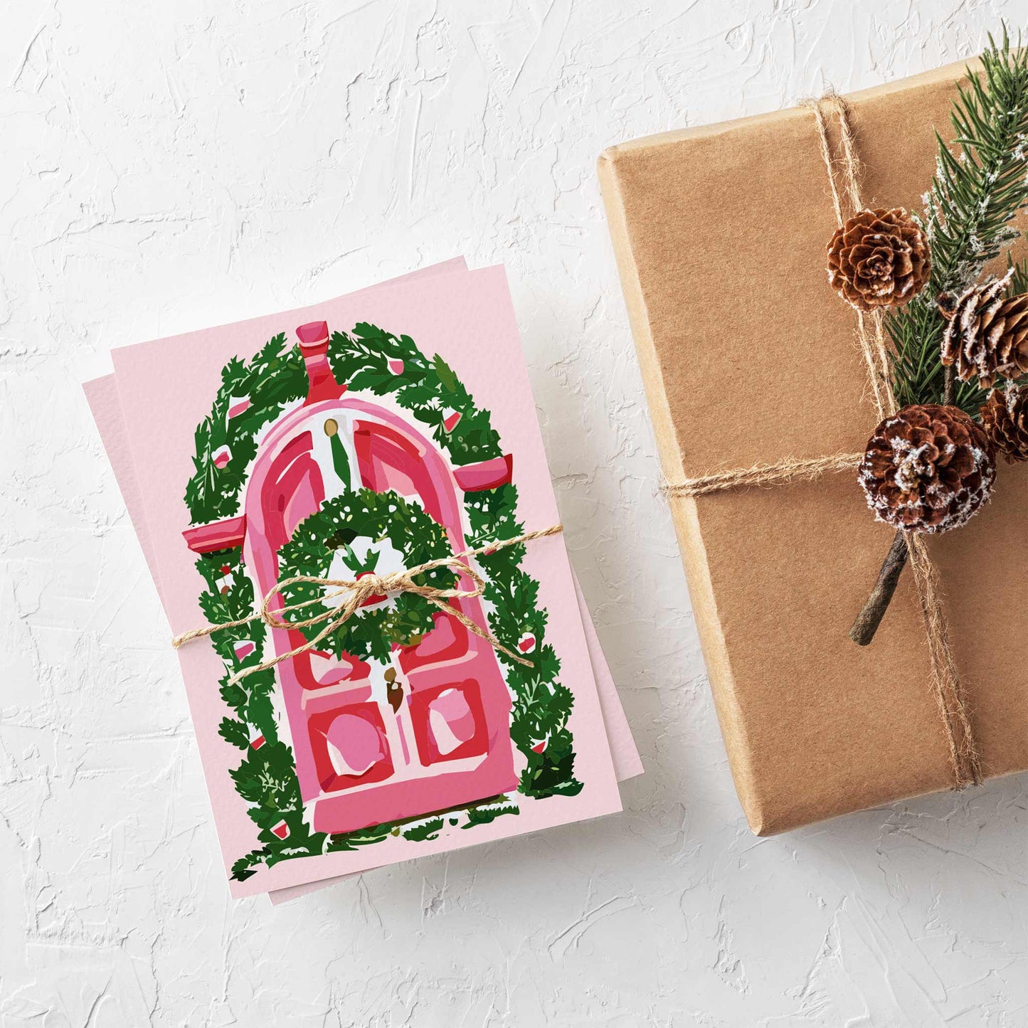 Nostalgic Christmas Front Door Greeting Cards, Set of 24