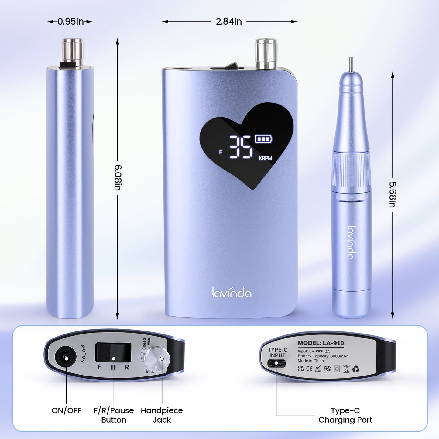 Wand™ Air Nail Drill - Purple - 35,000 RPM Rechargeable