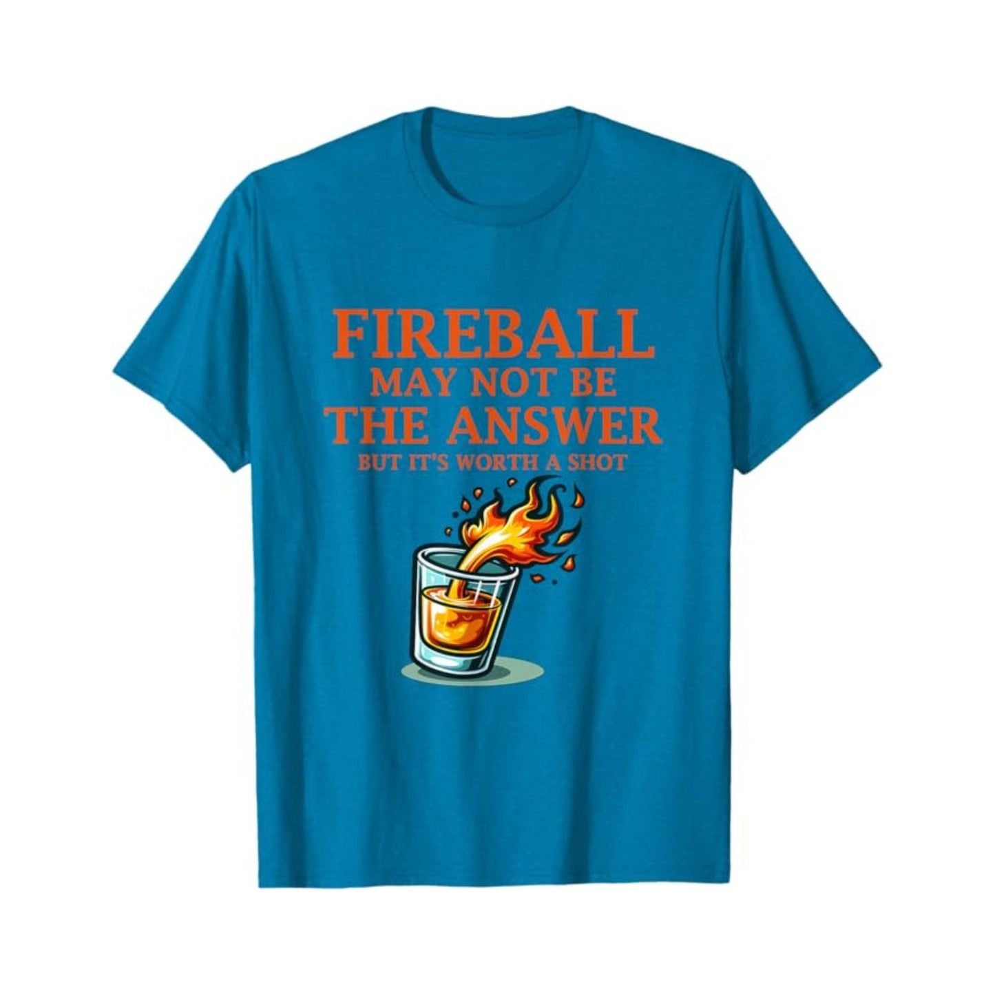 Men's "Fireball & Whiskey" Graphic Tee - Bold Casual Wear, Stylish Slim Fit