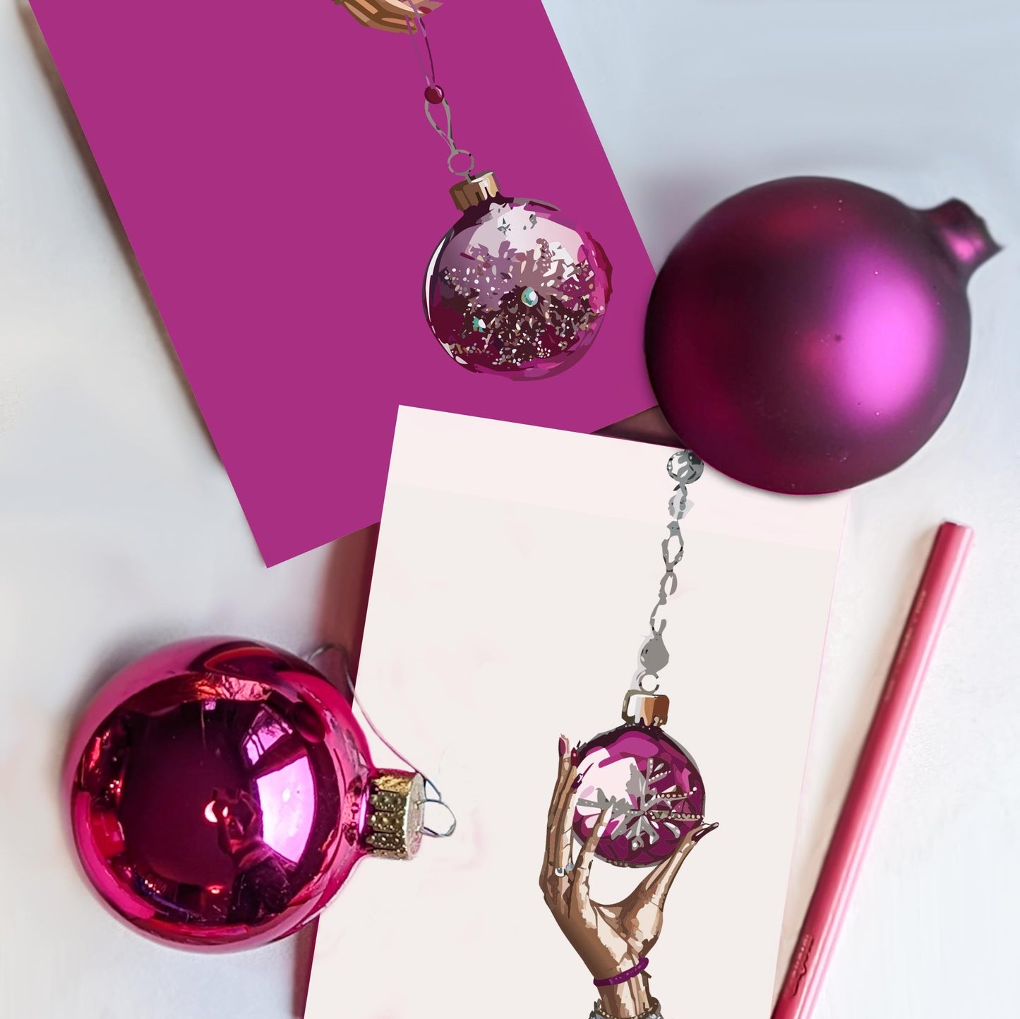 Elegant Hands Christmas Ornament Greeting Cards, Set of 24