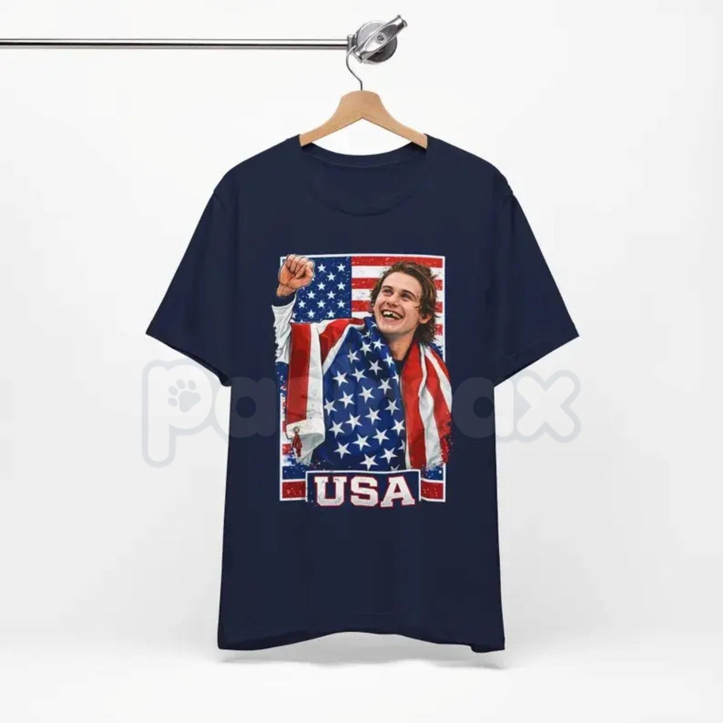 Jack Hughes Team USA Hockey Fan T-Shirt - Olympic USA Graphic Tee, Premium Heavyweight 100% Cotton Hockey Top, American Playmaker Fan Apparel, Winter Games 2026 Commemorative Shirt, USA Hockey Jersey Inspired Tee
