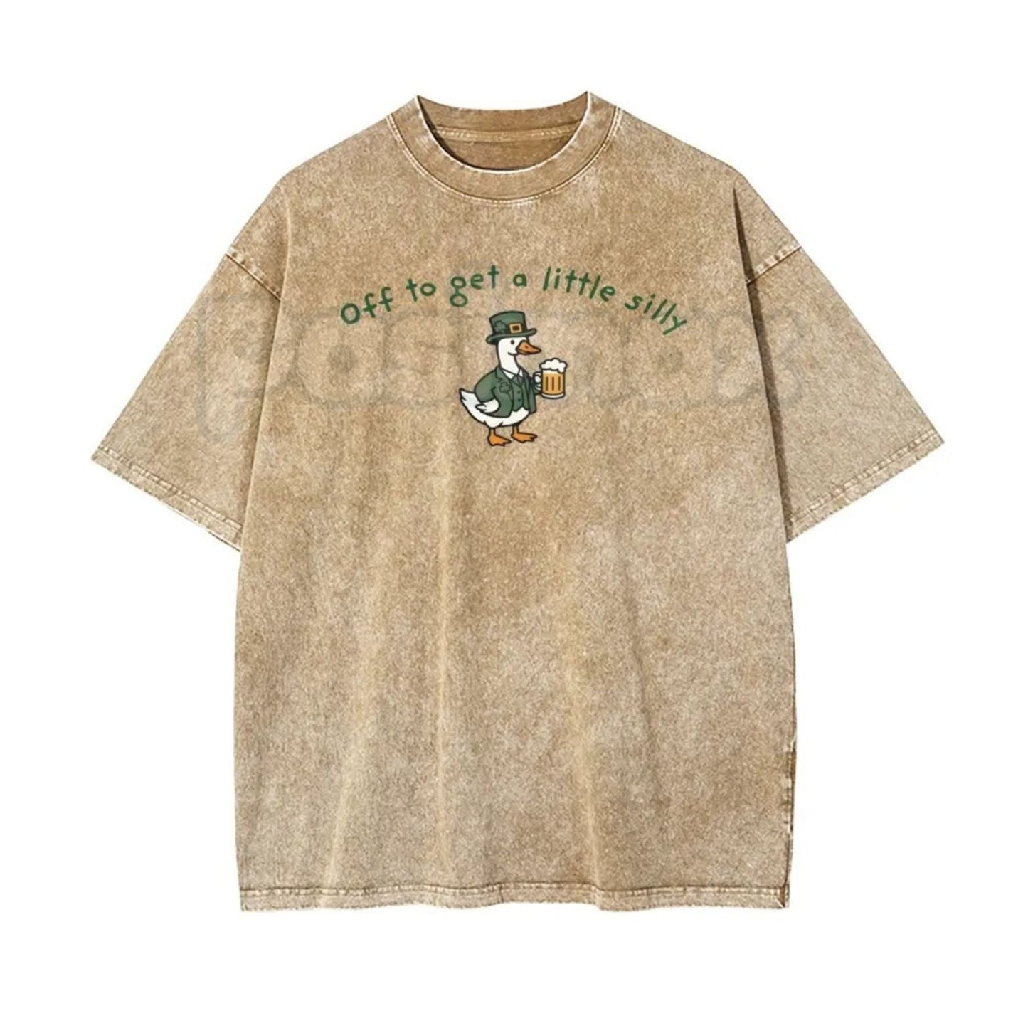 Off To Get A Little Silly Vintage Washed T-Shirt – St. Patrick’s Day Shamrock Graphic Tee