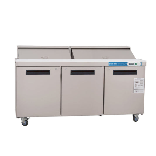 72 inch Salad Sandwich Prep Table Refrigerator, Stainless Steel Food Prep Cooler