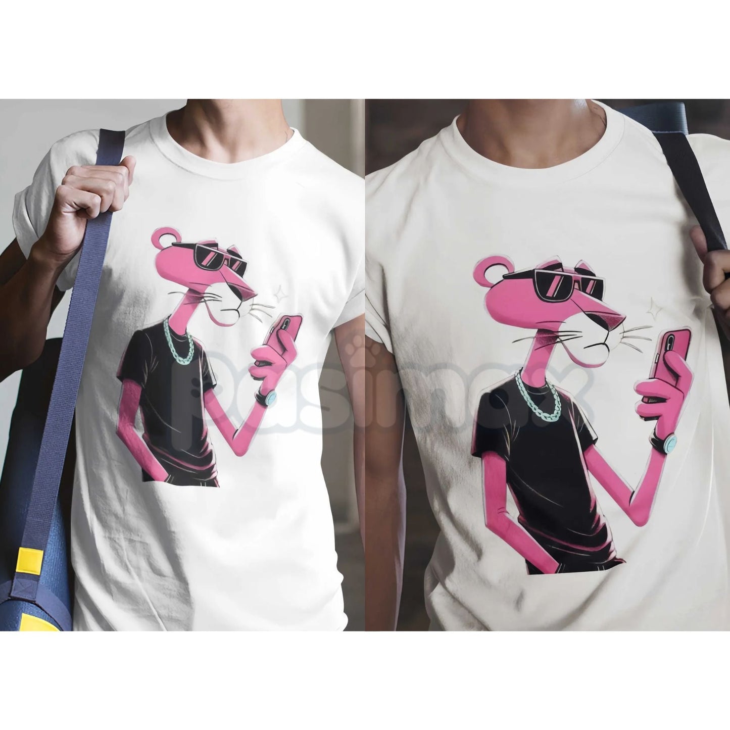 Pink Panther Wears Glasses Funny T-Shirt - Cool Sophisticated Feline Graphic Tee, Premium 100% Cotton Retro Cartoon Shirt, Geek Chic Pink Panther Fan Apparel, Modern Minimalist Character Top, Soft Lived-In Unisex Streetwear