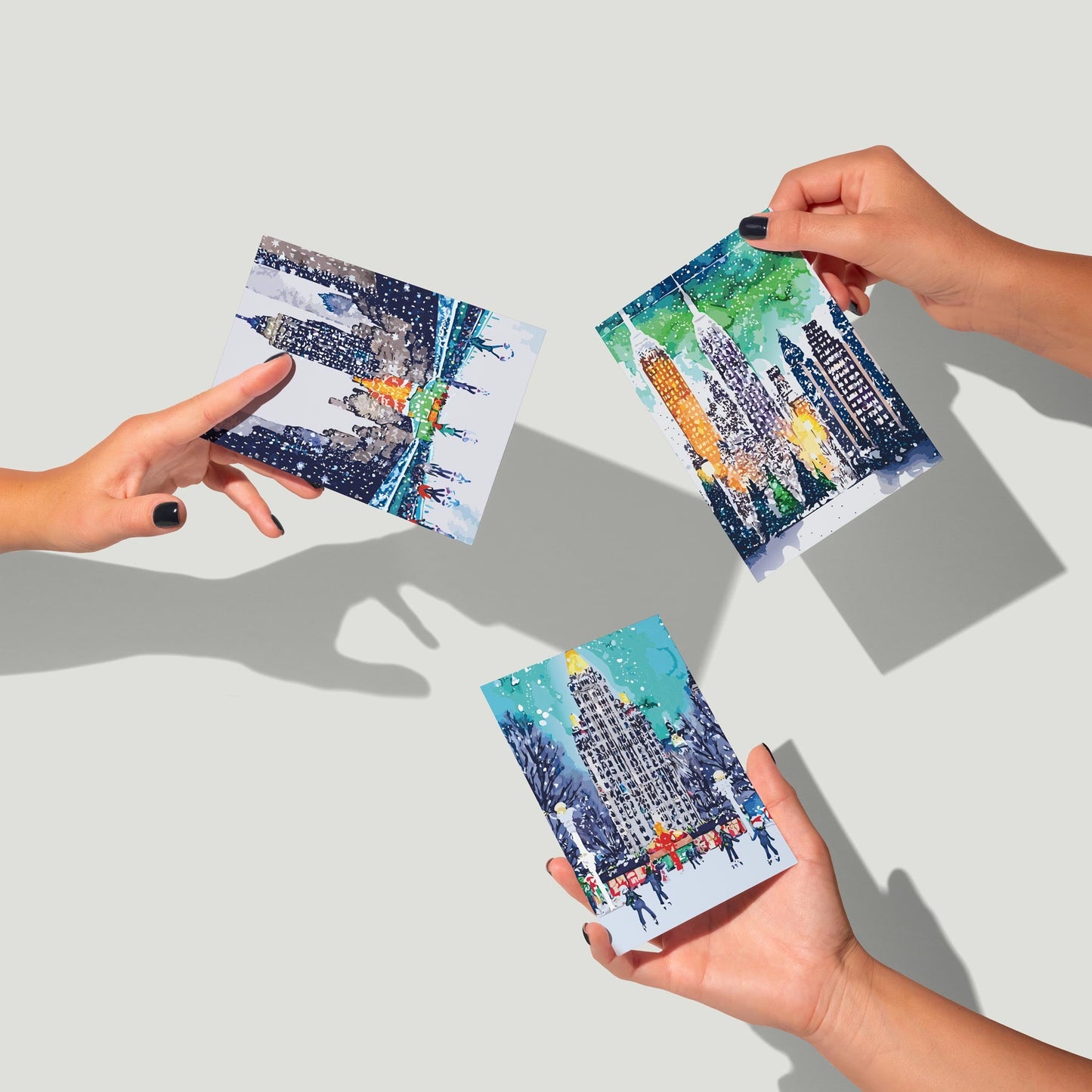 Manhattan Ice Skating Holiday Greeting Cards, Set of 24