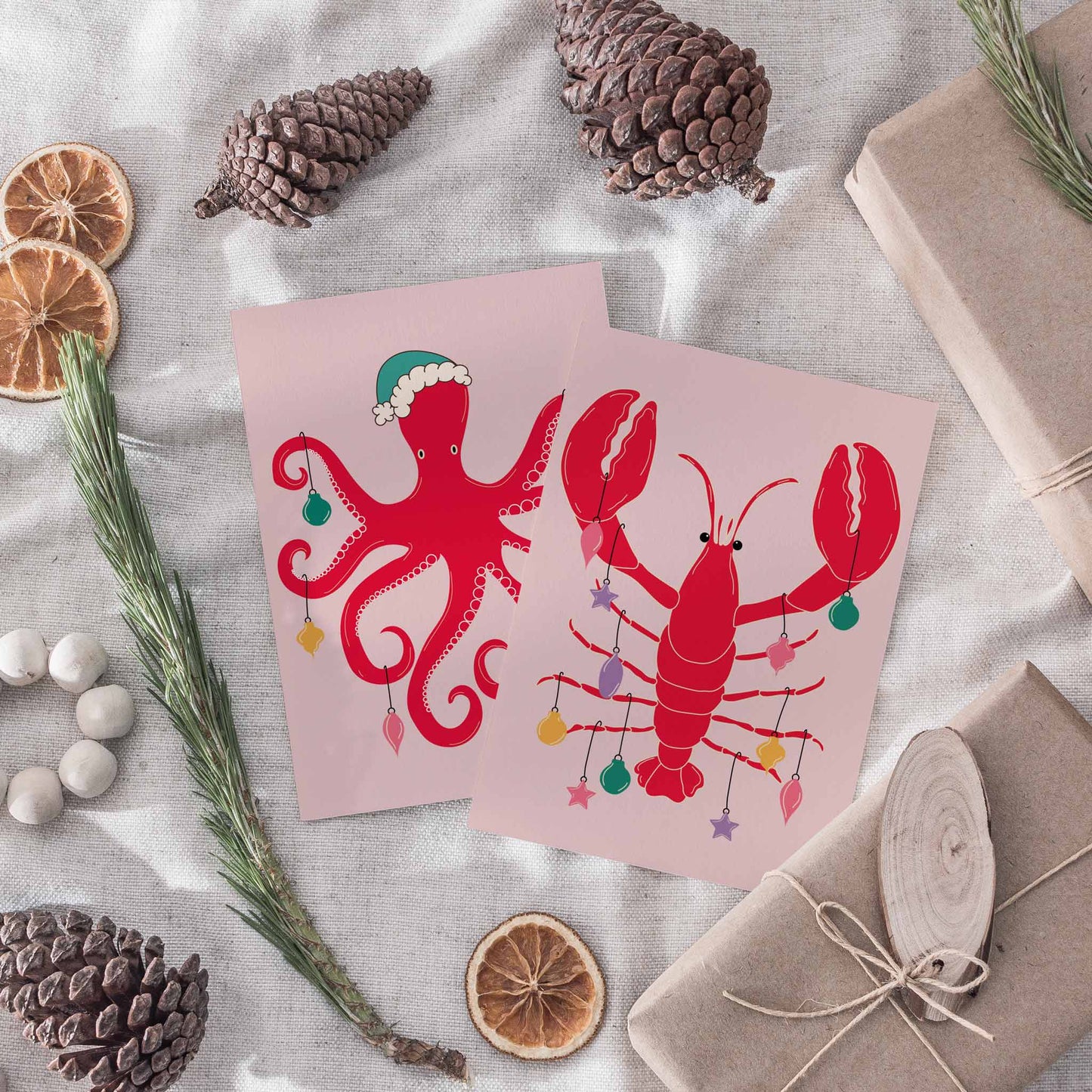 Sea-Sonal Holiday Greeting Cards, Set of 24