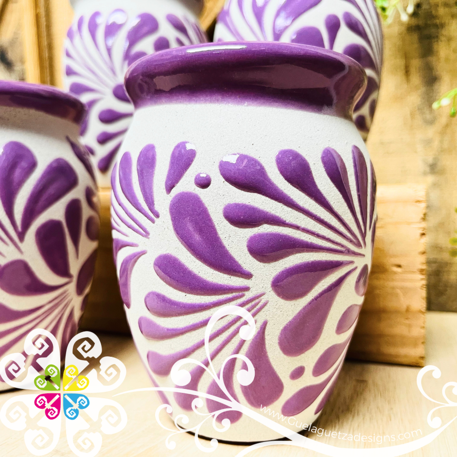 Set of Lilac Espiga Plumeado Cantarito Cup - Set Clay Cantarito
