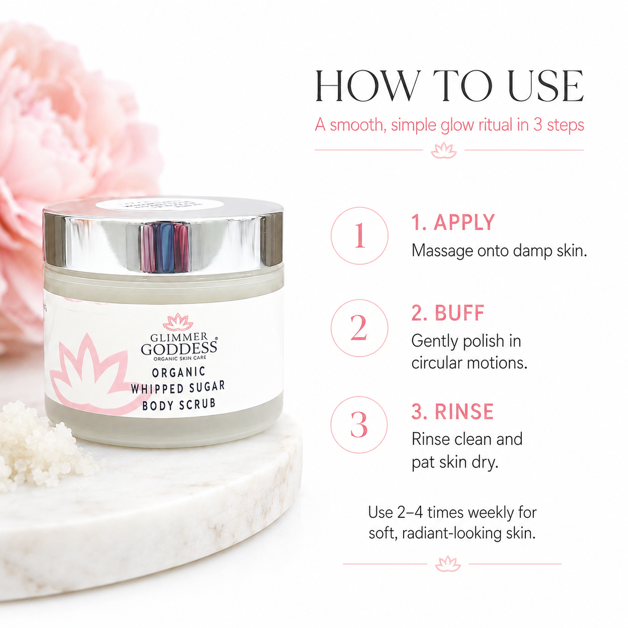 Organic Whipped Sugar Body Scrub 2 oz – Travel Size Crepey Skin Treatment & Exfoliator