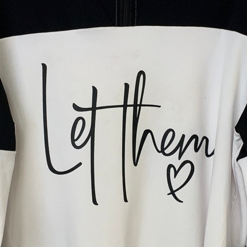 Upcycled Hand Printed Womens 3X Let Them Quarter Zip Long Sleeve Sweatshirt