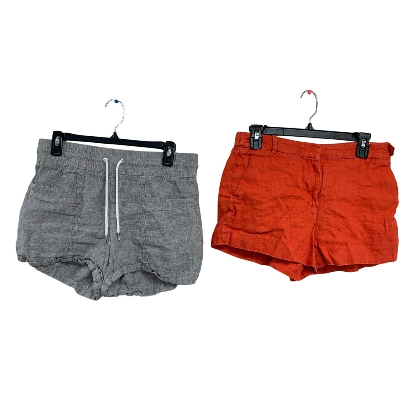 Lot of 2 Athleta J Crew Womens Size 6 8 Linen Elastic Drawstring Waist Shorts