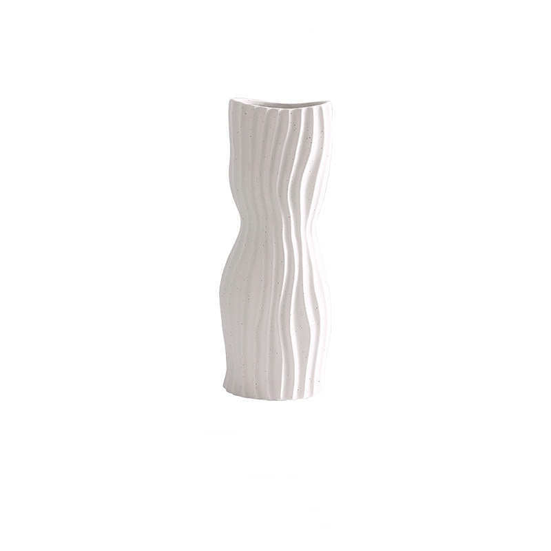 Nordic Creative Hand-painted Vase Ceramic Black And White Vertical Pattern Flower