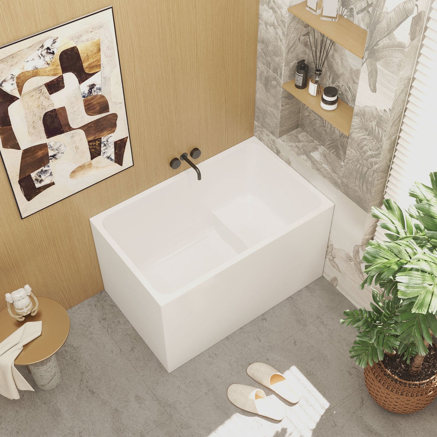 43" Acrylic Freestanding Bathtub with Seat