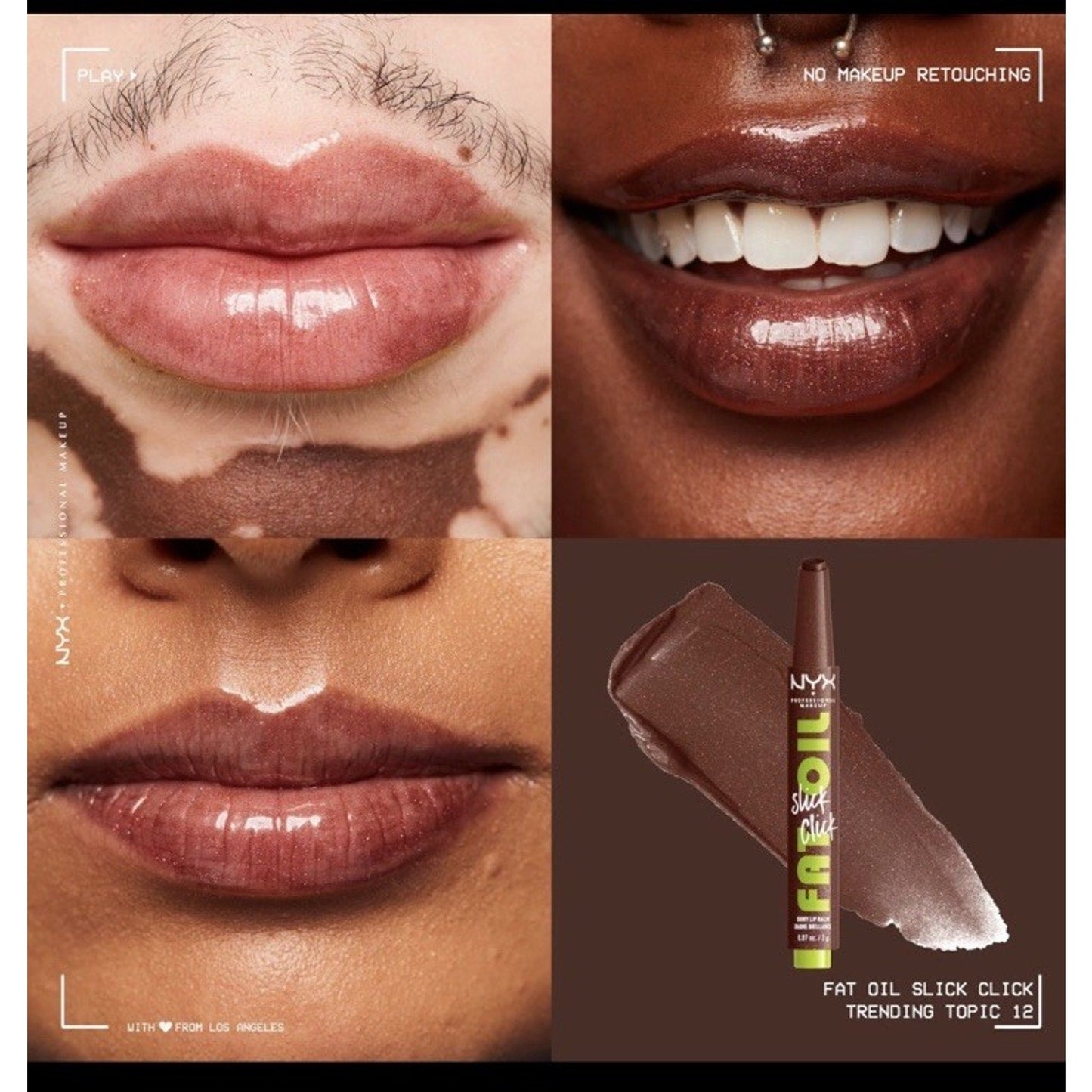 NYX Fat Oil Slick Click Vegan Lip Balm in Main Character (clear) 2Full Size NEW