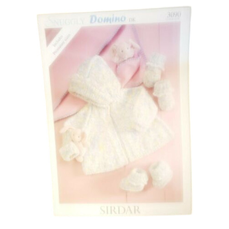 New Sirdar 3090 Snuggly Domino DK Child Jacket Booties Mittens Knitting Pattern