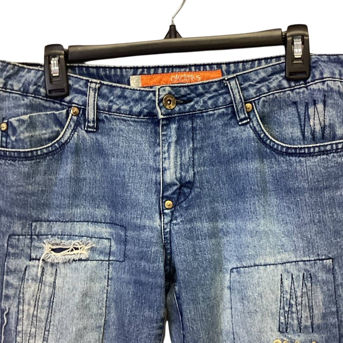 Akdmks Mens Size 30 Stretch Cotton Distressed Patched Whiskered Denim Blue Jeans