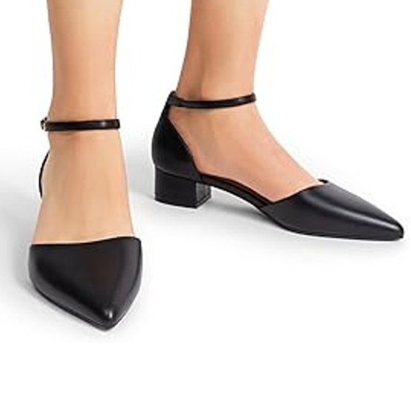 Dream Pairs Womens Size 7 Black Faux Leather Closed Pointy Toe Ankle Strap Shoes