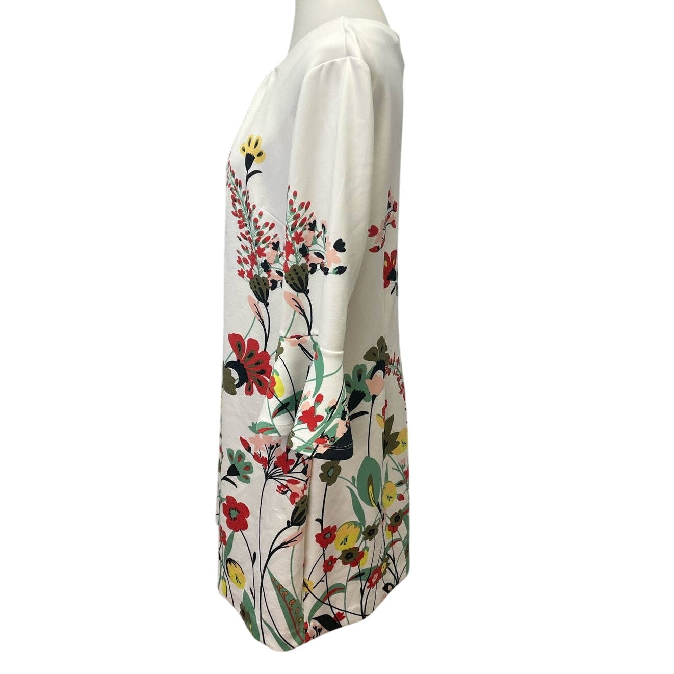 New York & Company XL Long Ruffled Sleeve Floral Vine Knee Length Sheath Dress