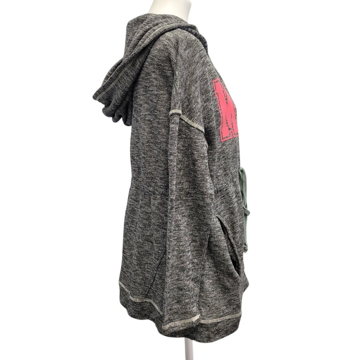 Hand Printed Upcycled Womens Small Mama Gathered Waist Full Zip Hoodie Jacket