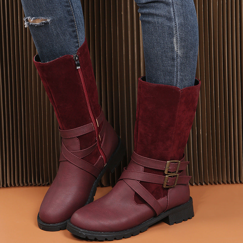 Square Heel Large Size Women's Shoe  Low Heel Casual Foot Belt