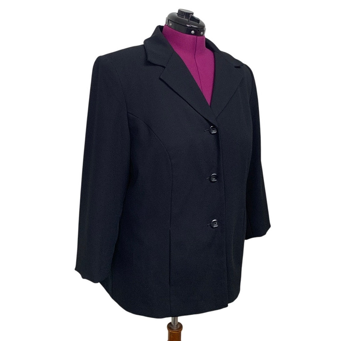 Karen Scott Womens Plus Size 22W 3 Button Black Career Polyester Suit Jacket