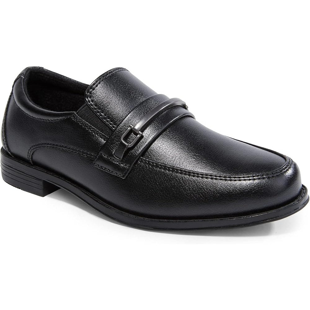 HomeHot Boys Size 1 Black Oxford Slip on Loafers Round Toe Dress Shoes