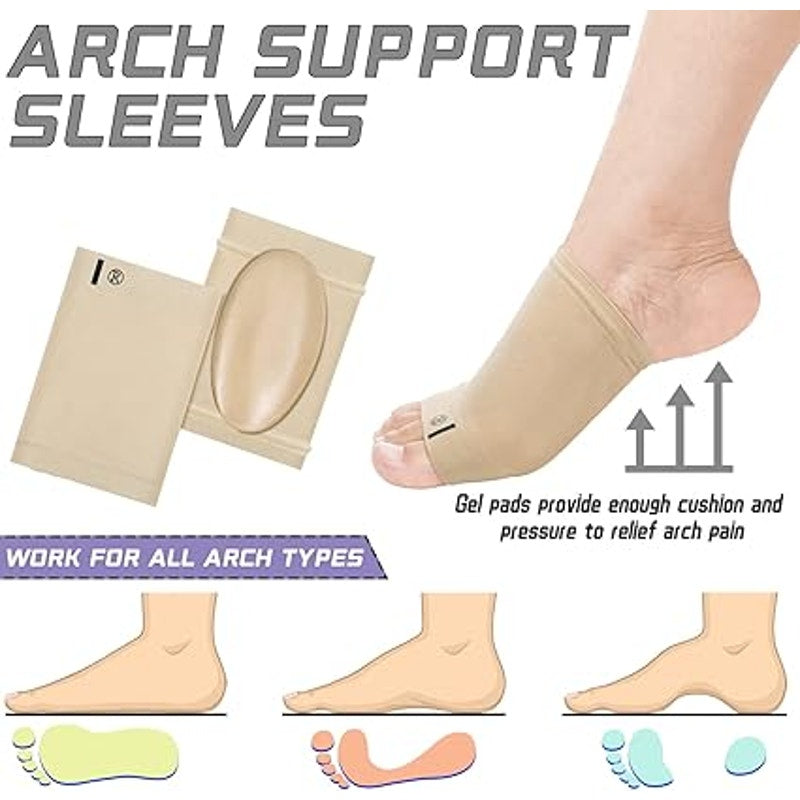 New 4 Piece Arch Sleeve Support Flat Foot Sock Support Cushioned Metatarsal Pads
