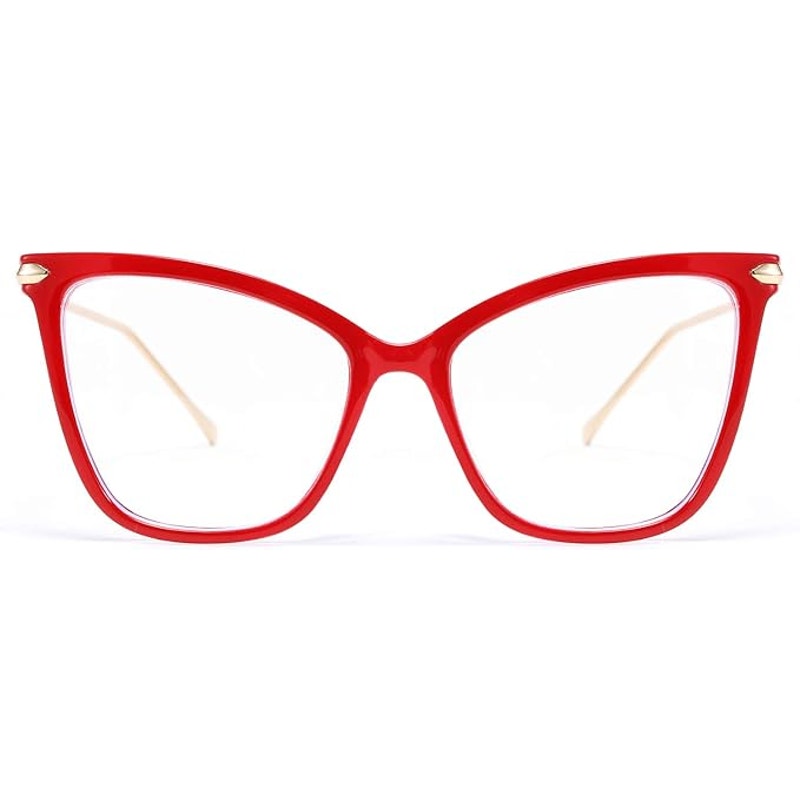 New Feisedy Womens Red Gold Blue Light Blocking Oversized Cat Eye Glasses