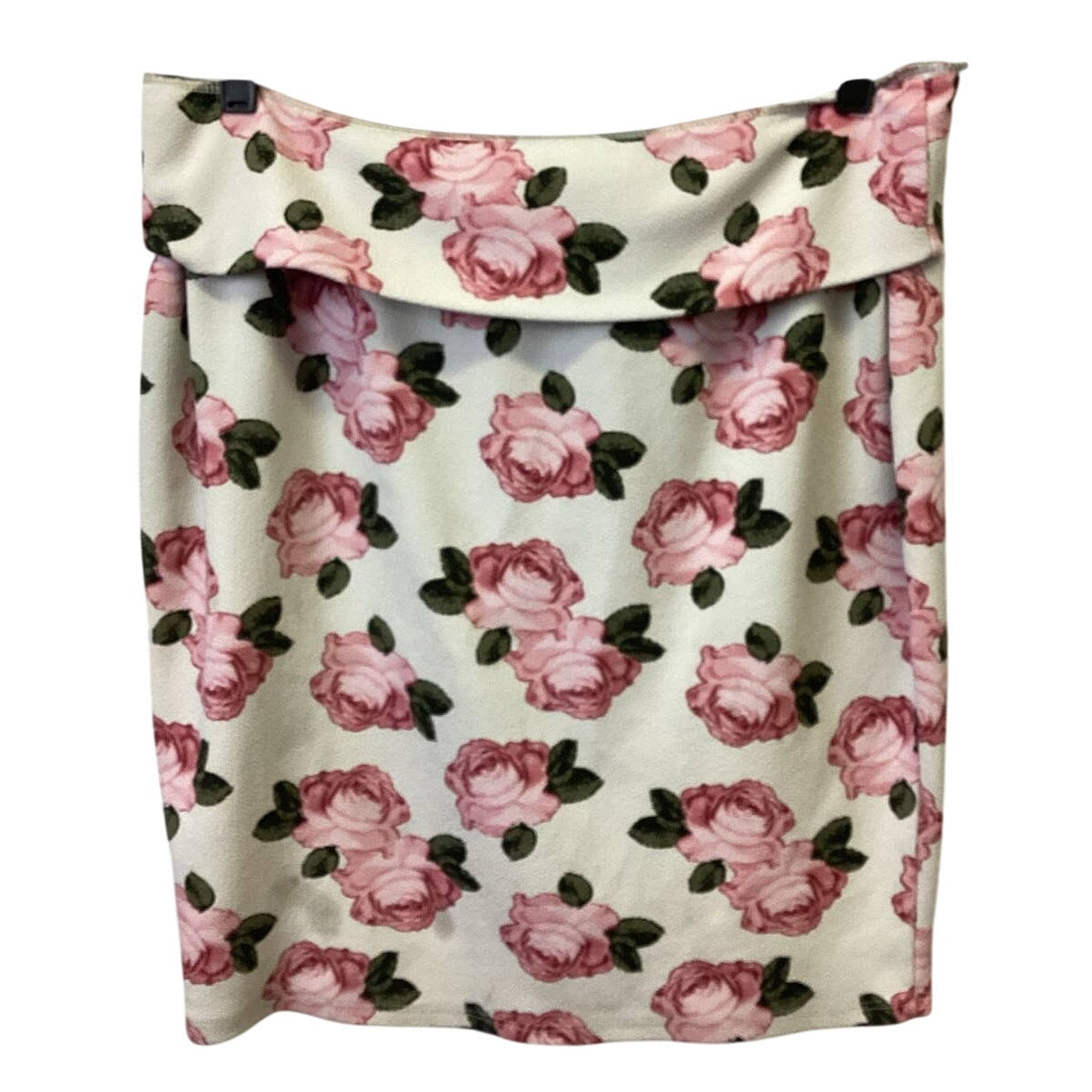 Arabella XL Rose Floral Polyester Stretchy Short Pencil Skirt Foldover Waistband