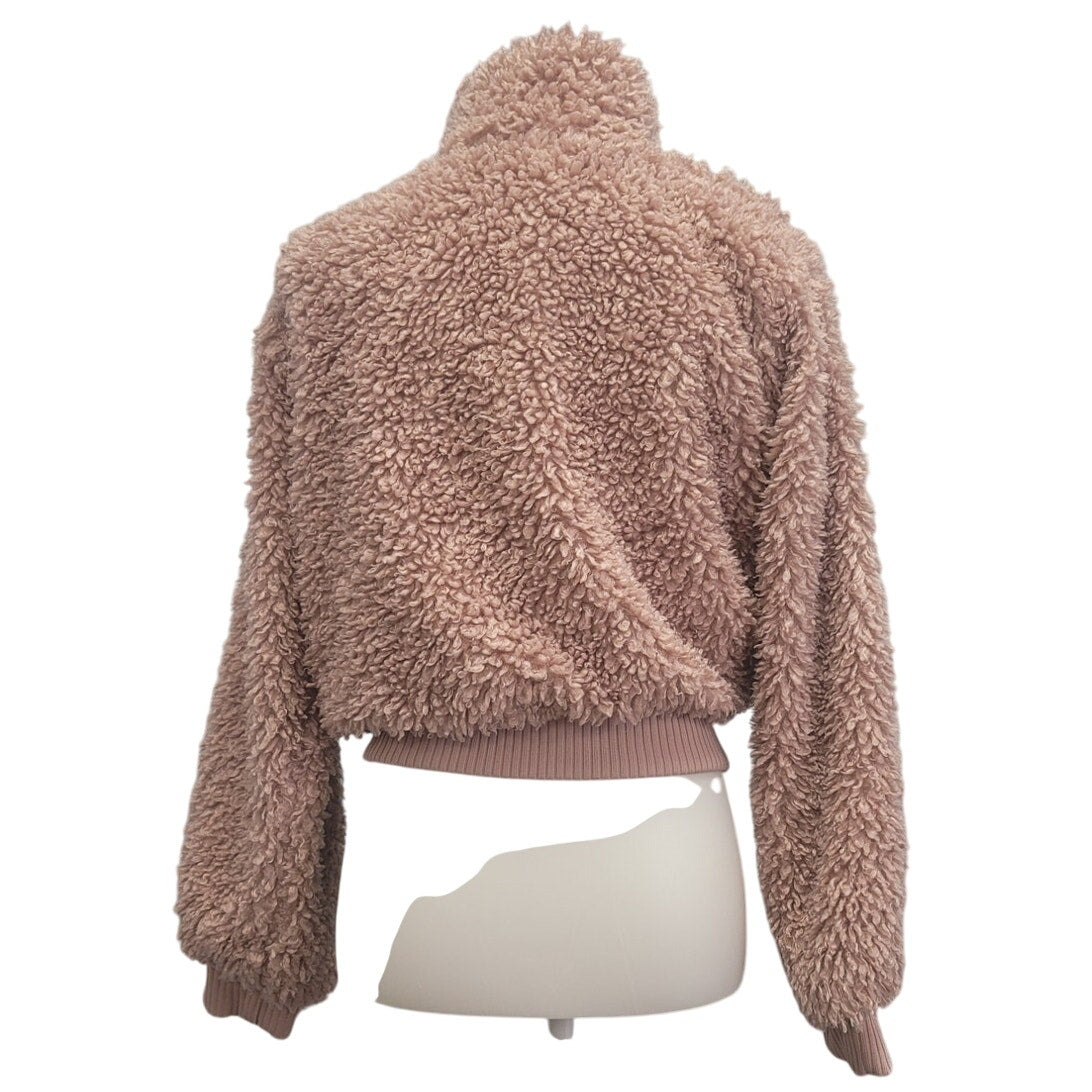 Love Tree Womens Small 100% Polyester Full Zip Long Sleeve Cropped Sherpa Jacket