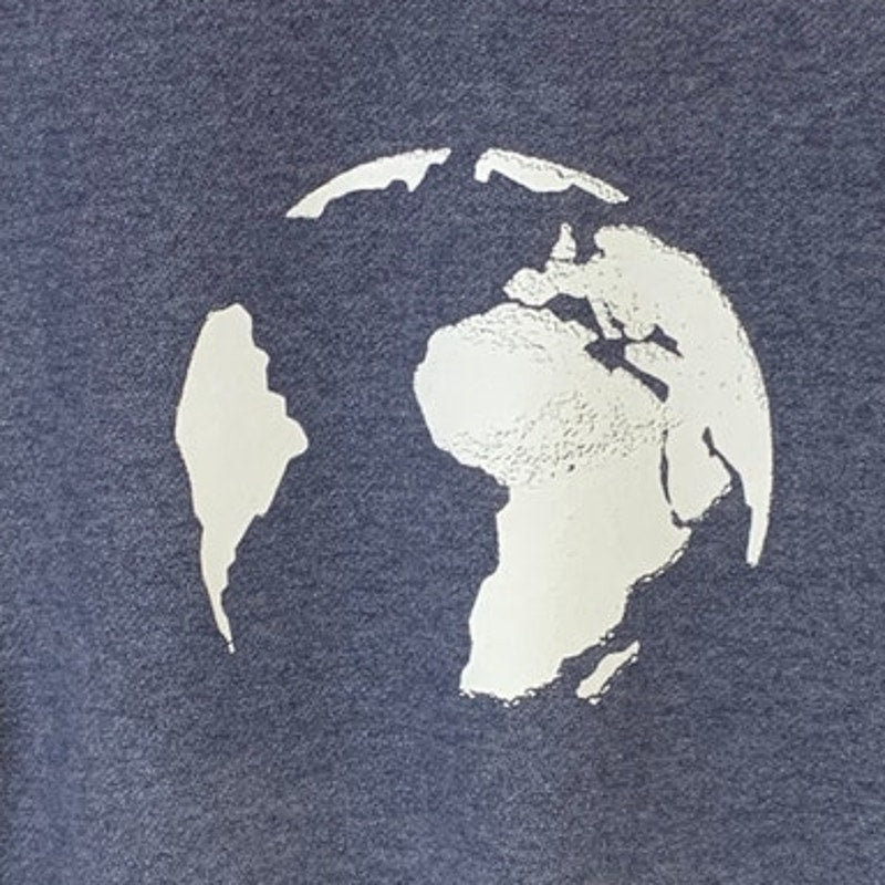 Upcycled Hand Printed Womens Large Save The Earth World Long Sleeve Sweatshirt