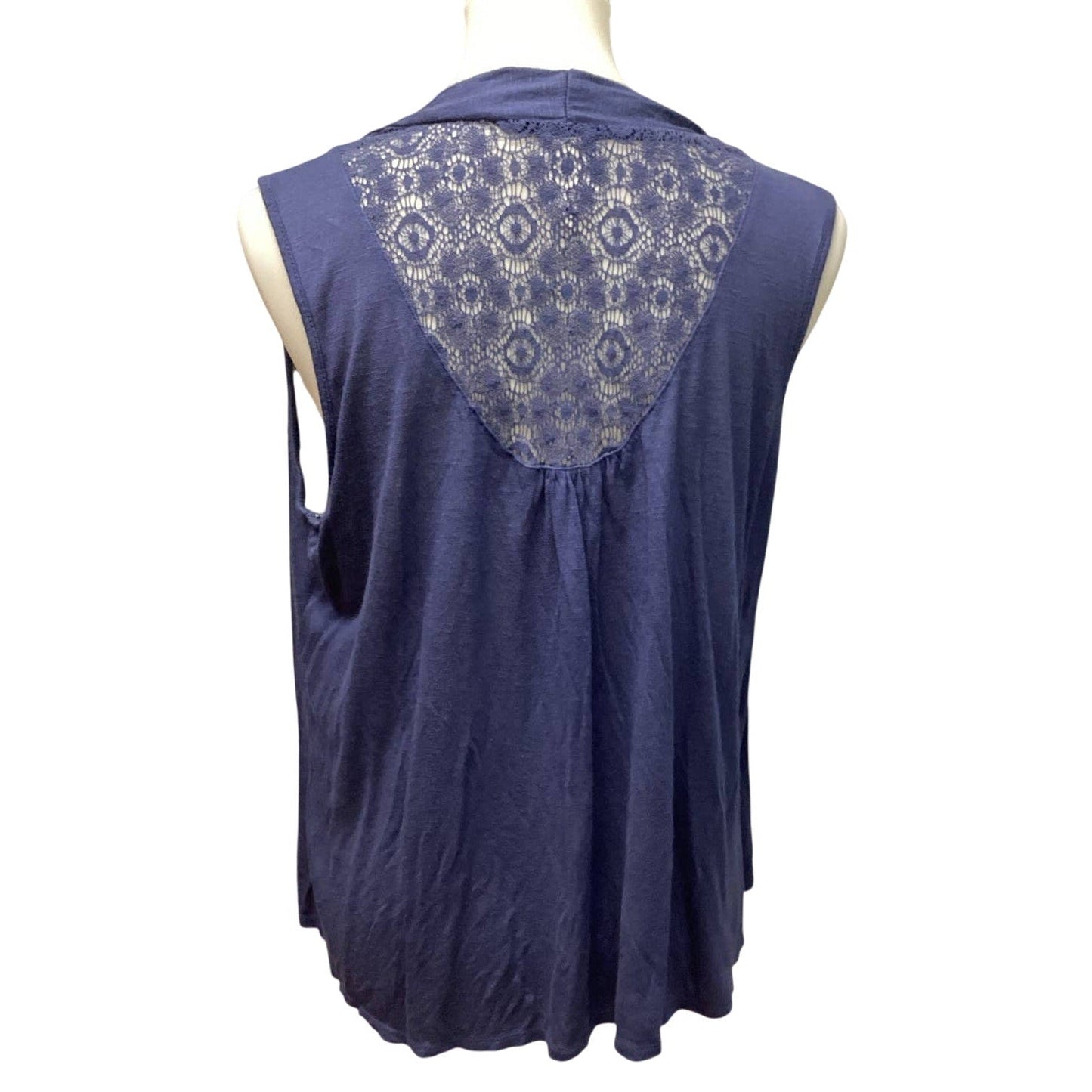 Naif Large Sleeveless Cotton Blend Attached White Tank Top w Flowy Lacy Cardigan