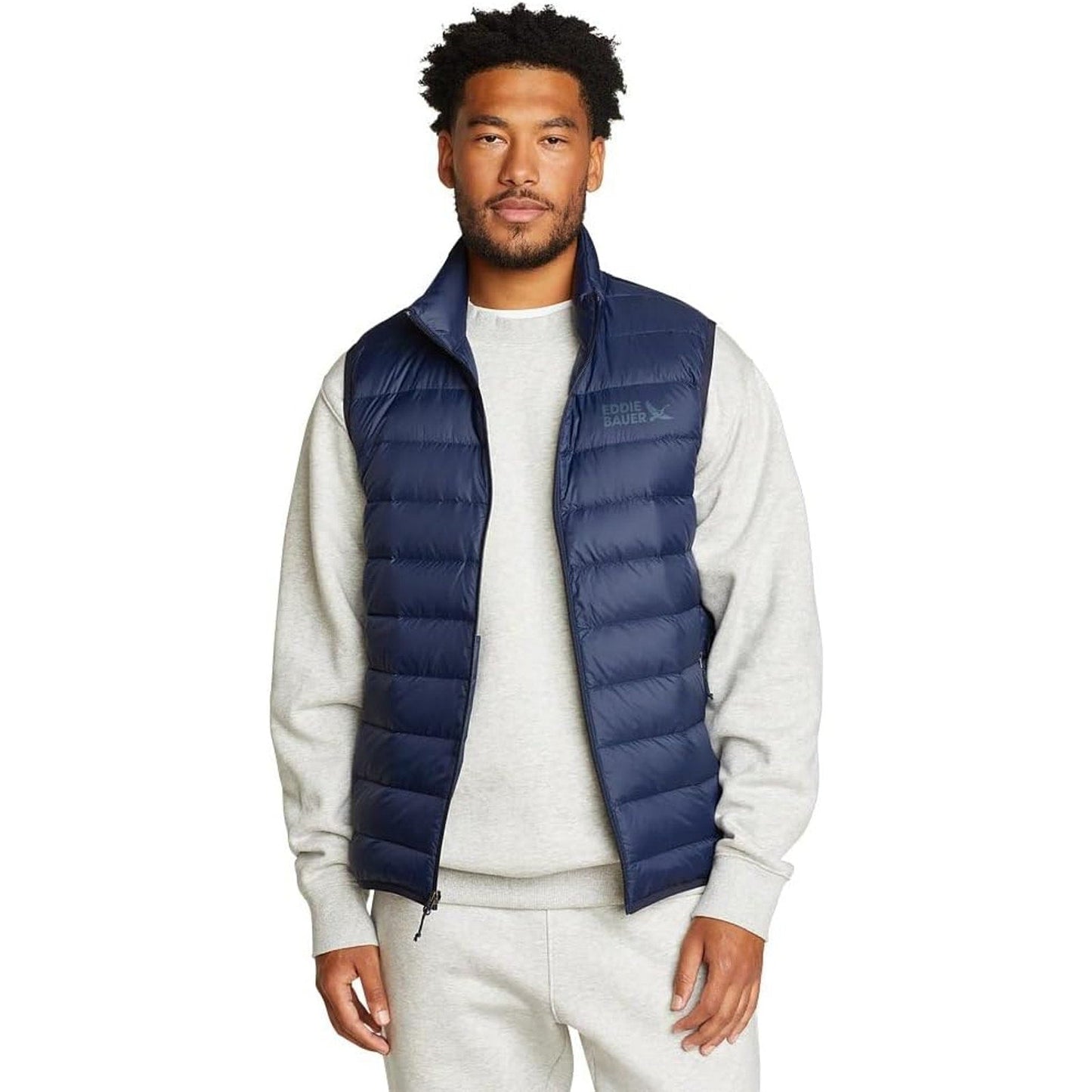New Eddie Bauer Mens Navy Blue CirrusLite 650FP Down Zip Up Puffer Vest